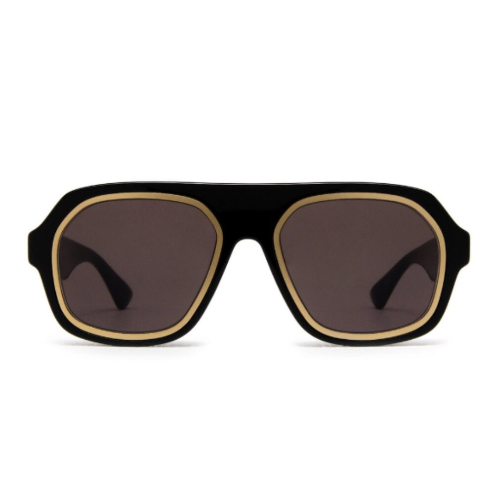 NEW BOTTEGA VENETA SUNGLASSES, BLACK GOLD UNISEX EYEWEAR BOTTEGA VENETA - Picture 3 of 4